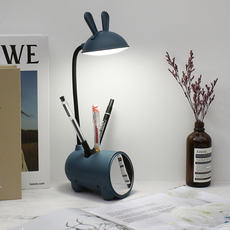 Cute Cartoon Rabbit LED Touch Desk Lamp with USB Pen Holder