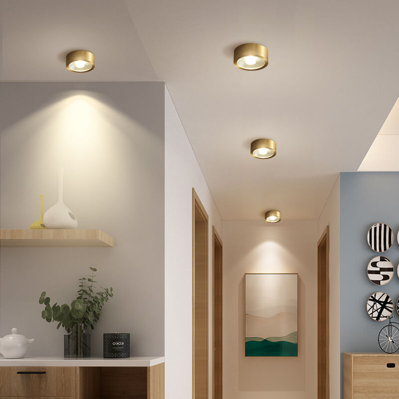 Nordic Light Luxury All-Copper Ultra-Thin LED Flush-Mount Ceiling Light