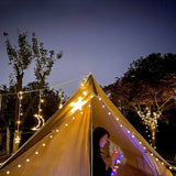 Solar-Powered LED Curtain Lights – Star & Moon Design, Outdoor Christmas String Lights for Patio, Garden and Camping