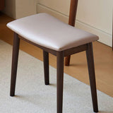Sleek Modern Minimalist Rectangular Vanity Stool in Soft PU Leather with Wood Base – Ideal Bedroom Accent