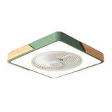 Nordic Macaron Square Wood LED Flush-Mount Ceiling Fan Light - Modern Minimalist Design