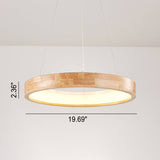 Japanese Minimalist Log-Circle Island LED Chandelier