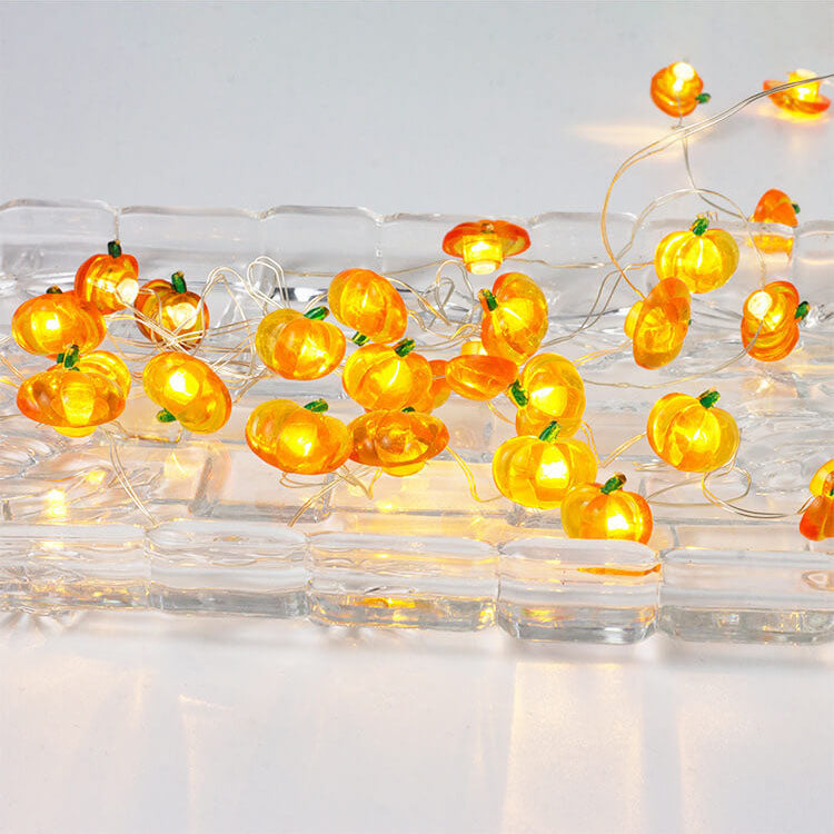 Modern Thanksgiving Maple, Acorn & Pumpkin Decor with 30 LED String Lights