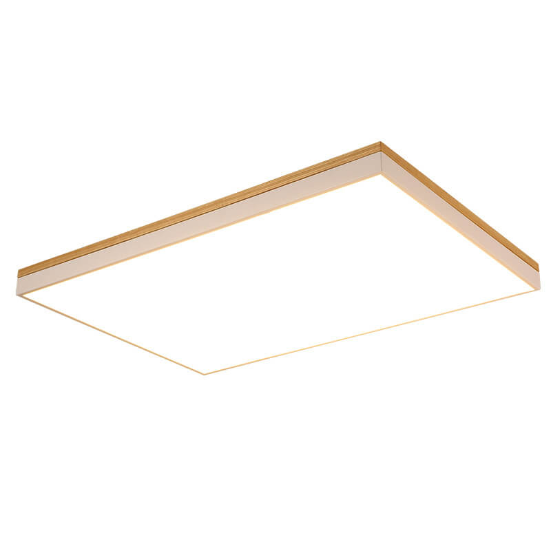 Nordic Solid Wood LED Flush-Mount Ceiling Light — Minimalist Square/Rectangular Design