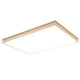 Nordic Solid Wood LED Flush-Mount Ceiling Light — Minimalist Square/Rectangular Design