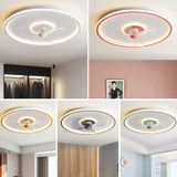 Sleek Modern Acrylic Round LED Flush-Mount Ceiling Fan with Integrated Light