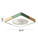 Nordic Macaron Square Wood LED Flush-Mount Ceiling Fan Light - Modern Minimalist Design