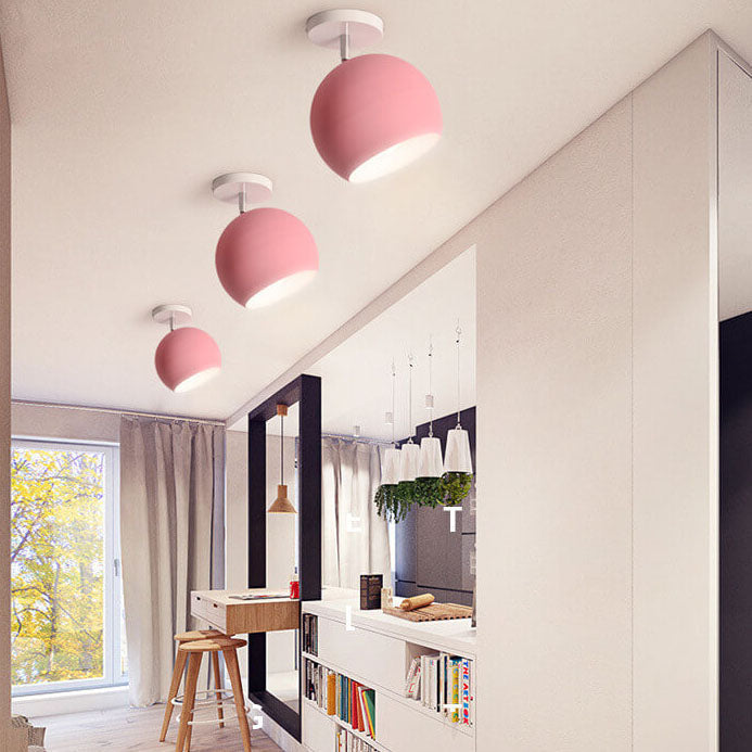 Nordic Macaron Dome 1-Light Semi-Flush Ceiling Light - Modern Minimalist Design