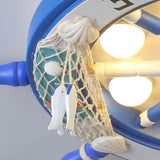 Whimsical Cartoon Sailboat LED Flush-Mount Ceiling Light with Helmsman Figure - Plastic Construction