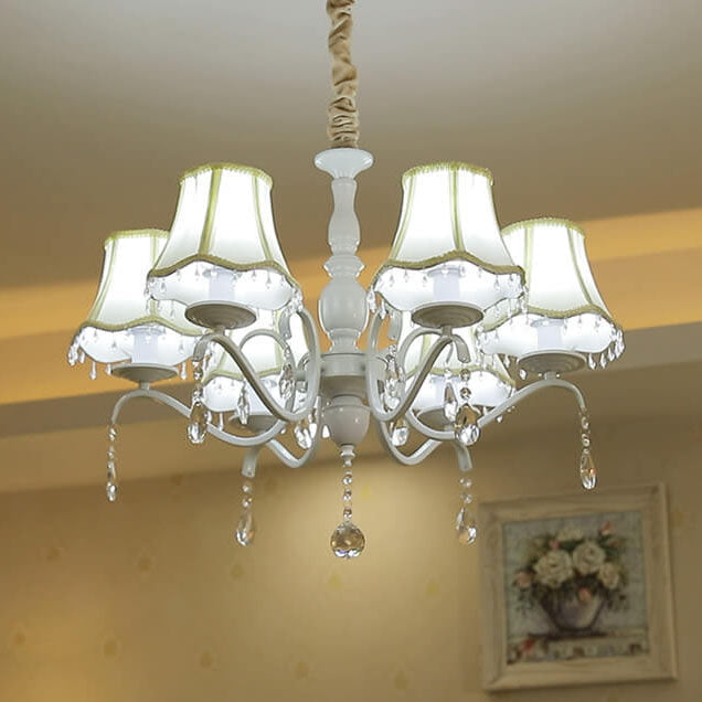 Elegant Modern Cone Iron Crystal Fabric Chandelier – 5/6/8-Light Options