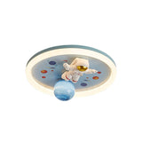 Whimsical Cartoon Space Astronaut Resin LED Flush Mount Ceiling Light