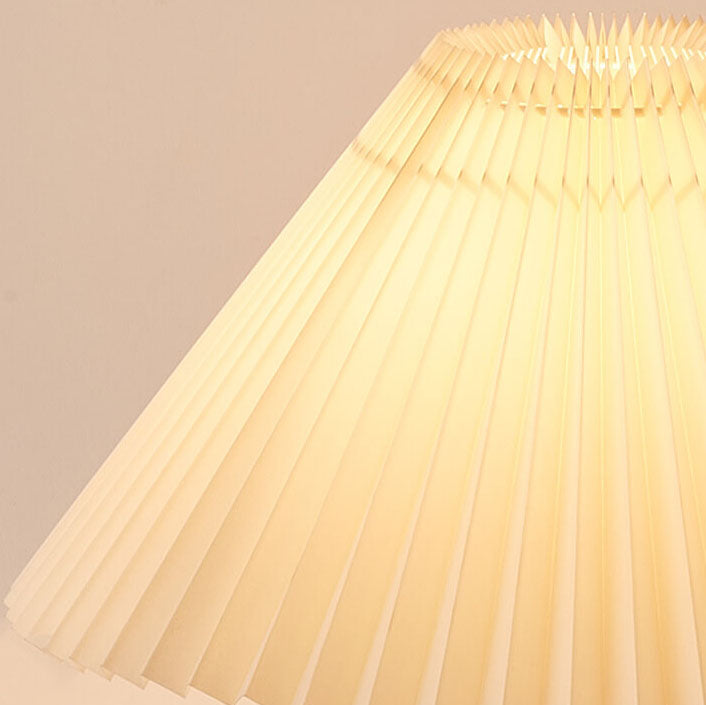 Japanese Minimalist Vintage Pleated Wood and Fabric LED Table Lamp
