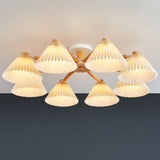 Nordic Wood Pleated Shade Semi-Flush Mount Ceiling Light — 3/6/8-Light Configuration