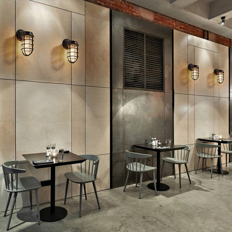 Sleek Contemporary Industrial Aluminum Round Cage 1-Light Waterproof Wall Sconce for Entryway
