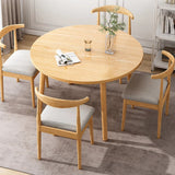 Chic Modern Minimalist Round Faux-Slab Wood Dining Table for Four