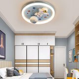Whimsical Cartoon Space Astronaut Resin LED Flush Mount Ceiling Light