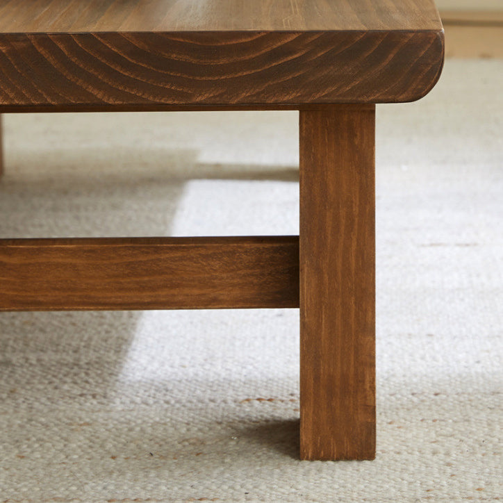 Traditional Japanese Rectangular Solid Wood Coffee Table with Four Sturdy Legs for the Living Room