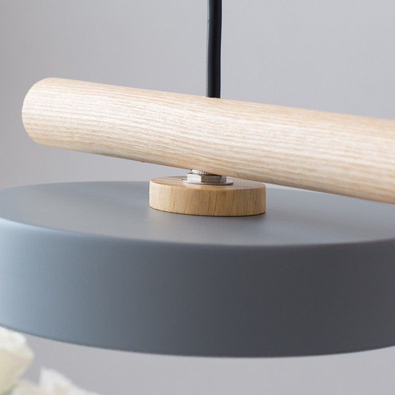 Nordic Round Resin Bird Chandelier with Wood Accent — Linear LED Island Light