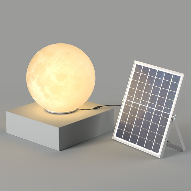 Nordic Contemporary Solar Moon LED Pendant Light – Waterproof Round PE Resin Outdoor Patio Lighting