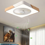 Nordic Macaron Square Wood LED Flush-Mount Ceiling Fan Light - Modern Minimalist Design