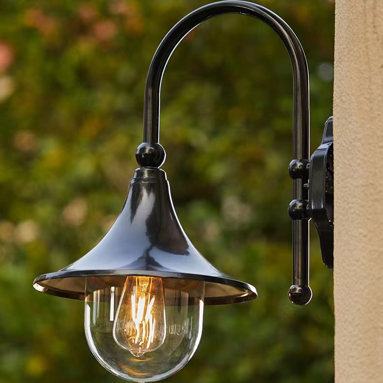 Sleek Contemporary Industrial Aluminum Horn-Style 1-Light Wall Sconce for Outdoor Patio