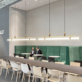 Sleek Nordic Minimalist Long Leather-Strip LED Island Light Chandelier