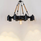 Industrial Retro Gear Wrought Iron Hemp Rope Chandelier - 6/8/10-Light