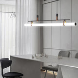 Sleek Nordic Minimalist Long Leather-Strip LED Island Light Chandelier