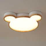 Nordic Wood Bear-Shaped LED Flush Mount Ceiling Light for Kids