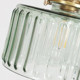 Japanese Vintage Brass Glass Round Jar Pendant Light - 1-Light Fixture