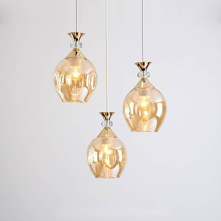 Nordic Gradient Glass Orb Three-Light Island Chandelier