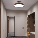 Elegant Japanese Wabi-Sabi Minimalist Wood-Grain Round LED Semi-Flush Mount Ceiling Light