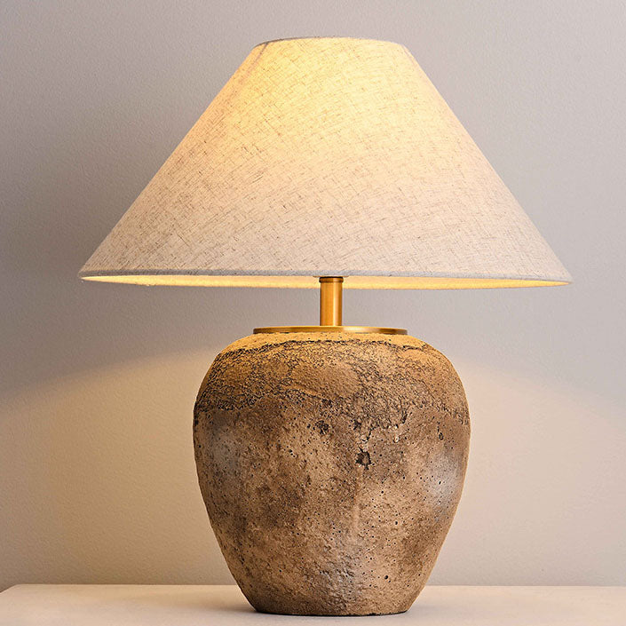 Modern Shabby Chic Cone Fabric Ceramic Jar Table Lamp – 1-Light, Perfect for the Bedroom