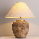 Modern Shabby Chic Cone Fabric Ceramic Jar Table Lamp – 1-Light, Perfect for the Bedroom