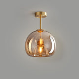 Elegant Nordic Luxury Round Glass Ball 1-Light Semi-Flush Mount Ceiling Light