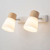 Modern Minimalist Horn-Accented Vanity Wall Sconce Lamp - Rubber Wood, Iron & Glass, One-Light