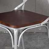 Contemporary Industrial PU Leather, Wood & Iron Dining Chair & Table Set with Square X-Back for Dining Room