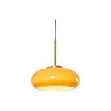 Modern Retro Round Solid-Color Glass Pendant Light with Electroplated Copper Finish — 1-Light, Pendant or Flush Mount