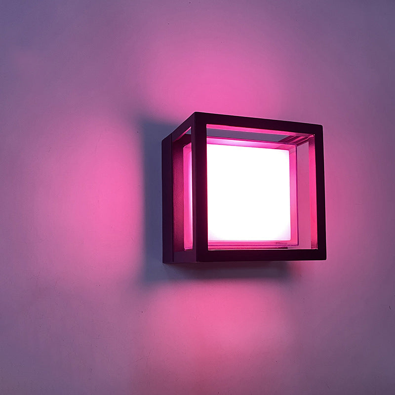 Modern Minimalist Waterproof Square LED Outdoor Wall Sconce Lamp - Aluminum & Acrylic, Garden