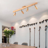 Japanese Minimalist Wooden LED Track Lighting, 2/3/4/5-Light, Semi-Flush Mount Ceiling Light
