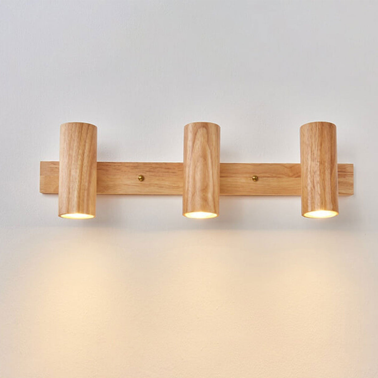 Modern Minimalist Wood Track Spotlight Wall Sconce - 1, 2, or 3 Light Heads