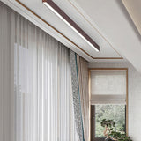 Sleek Modern Minimalist Wood-Grain Aluminum LED Flush-Mount Ceiling Light