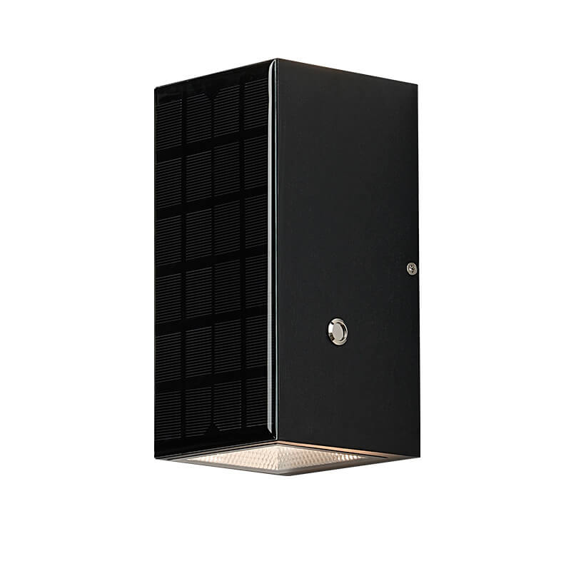 Sleek Black Rectangular Solar LED Outdoor Wall Light — Die-Cast Aluminum