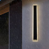 Sleek Minimalist Outdoor Solar LED Rectangular Strip Wall Sconce Lamp - Waterproof Patio Lighting