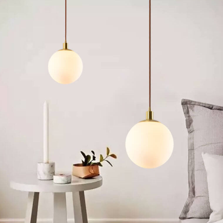 Nordic Minimalist White Orb 1-Light Pendant Lamp