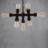 7-Light Industrial Iron Water Pipe Chandelier