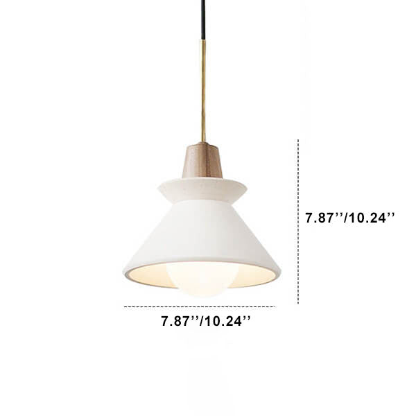 Nordic Minimalist White Cement 1-Light Tapered Pendant Lamp