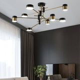 Sleek Modern Minimalist Black & Gold 4-8 Light Semi-Flush Mount Ceiling Light