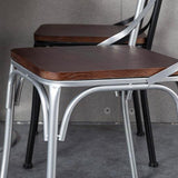 Contemporary Industrial PU Leather, Wood & Iron Dining Chair & Table Set with Square X-Back for Dining Room