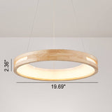 Japanese Minimalist Log-Circle Island LED Chandelier
